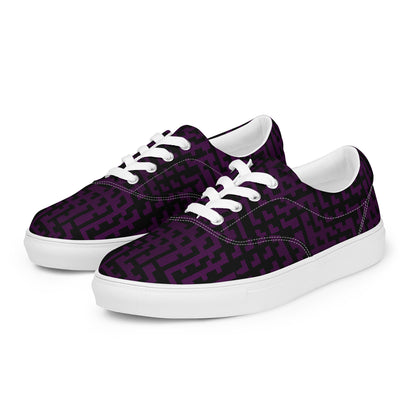 Men’s Lace-Up Canvas Shoes Black & Purple Houndstooth-Gingham Mix