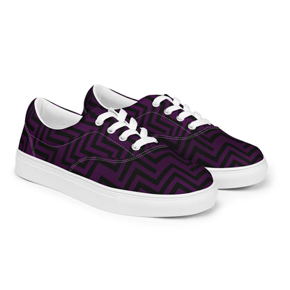 Men’s Lace-Up Canvas Shoes Purple & Black Zig Zag Print