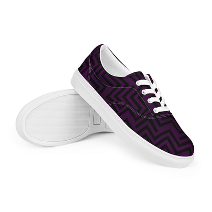 Men’s Lace-Up Canvas Shoes Purple & Black Zig Zag Print