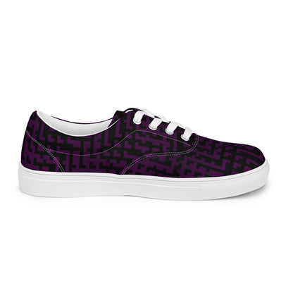 Men’s Lace-Up Canvas Shoes Black & Purple Houndstooth-Gingham Mix