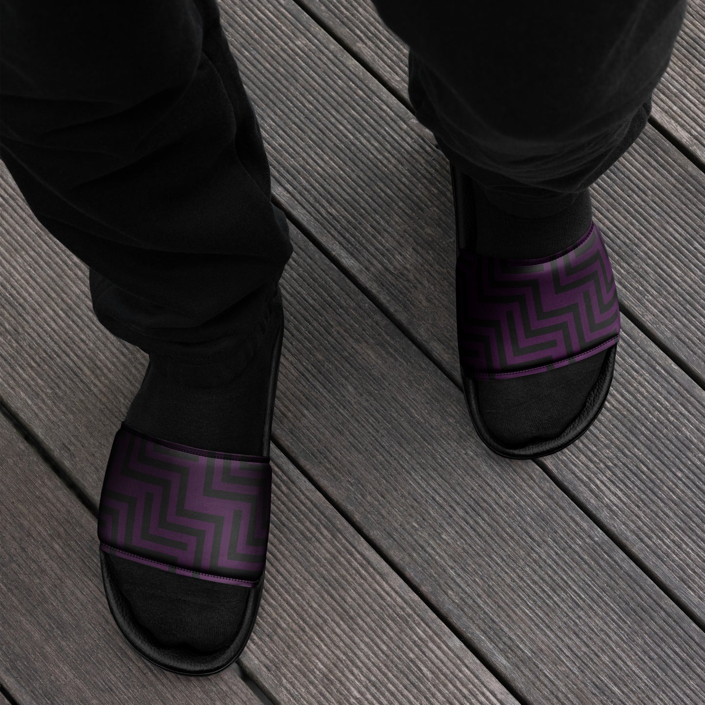 Men’s Slides Purple & Black Zig Zag Print