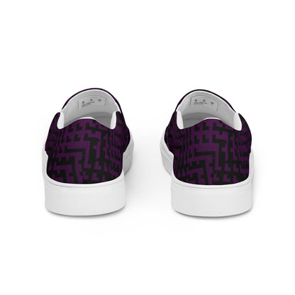 Men’s Slip-On Canvas Shoes Black & Purple Houndstooth-Gingham Mix