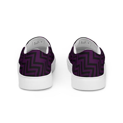 Men’s Slip-On Canvas Shoes Purple & Black Zig Zag Print