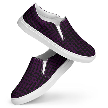 Men’s Slip-On Canvas Shoes Black & Purple Houndstooth-Gingham Mix