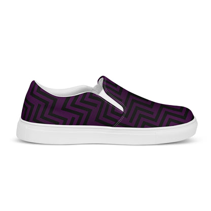 Men’s Slip-On Canvas Shoes Purple & Black Zig Zag Print