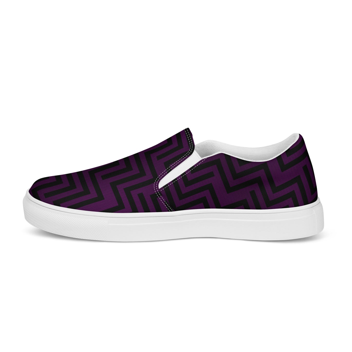 Men’s Slip-On Canvas Shoes Purple & Black Zig Zag Print