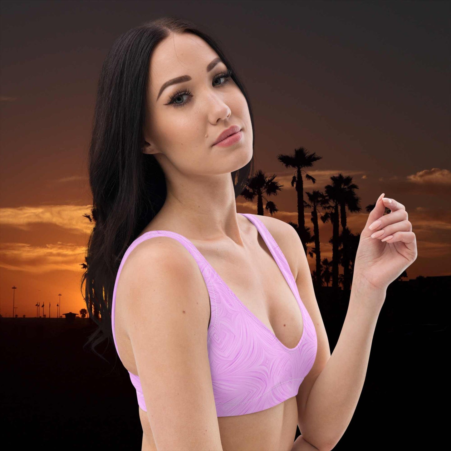 Recycled Padded Bikini Top Pink Tie-Dye