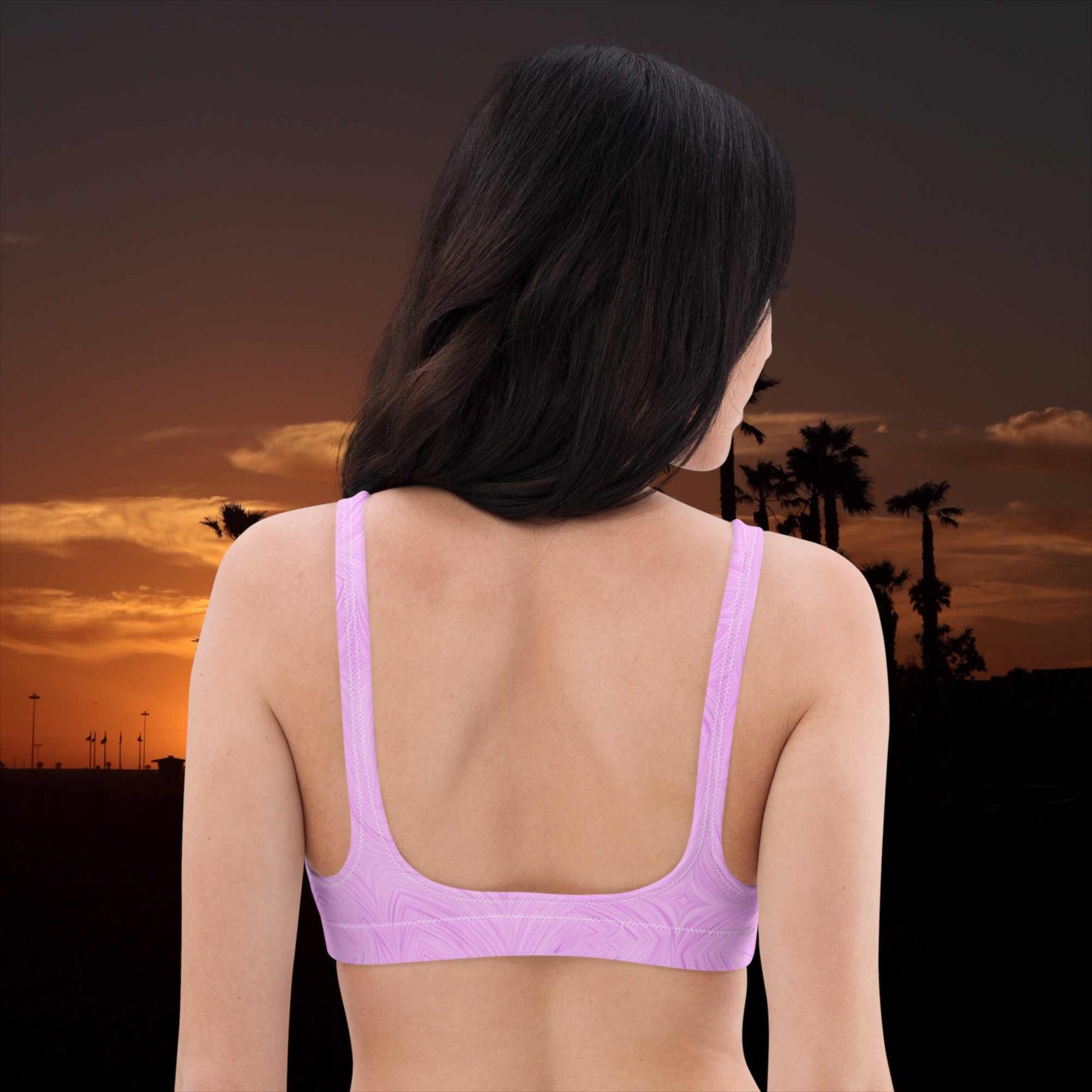 Recycled Padded Bikini Top Pink Tie-Dye