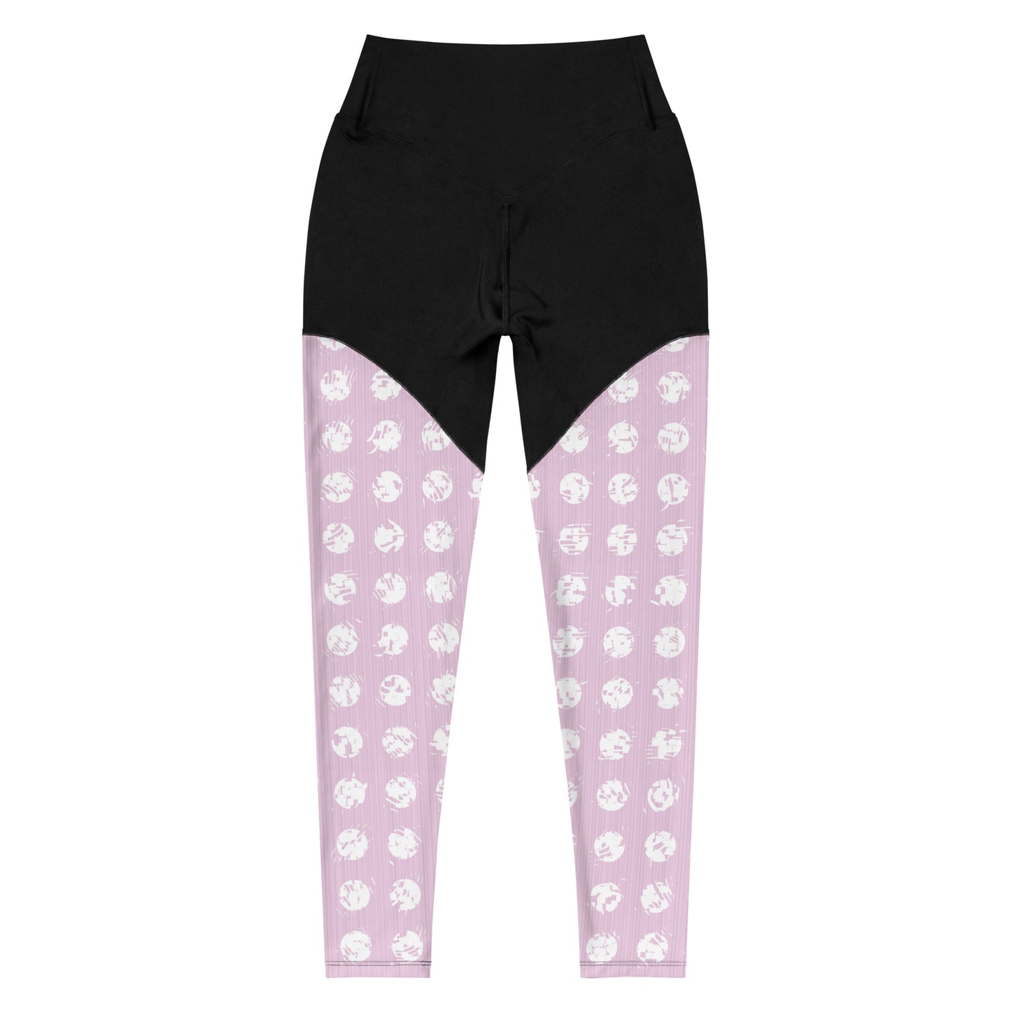 Women's White Polka Dot Pink Sports Leggings