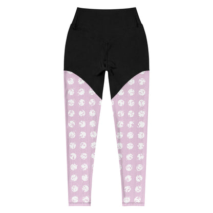 Women's White Polka Dot Pink Sports Leggings