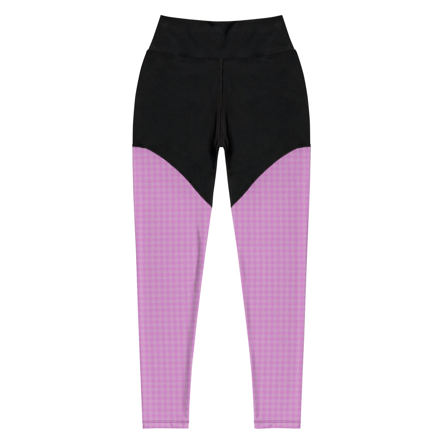 Women's Sports Leggings Pink Houndstooth-Gingham Mix