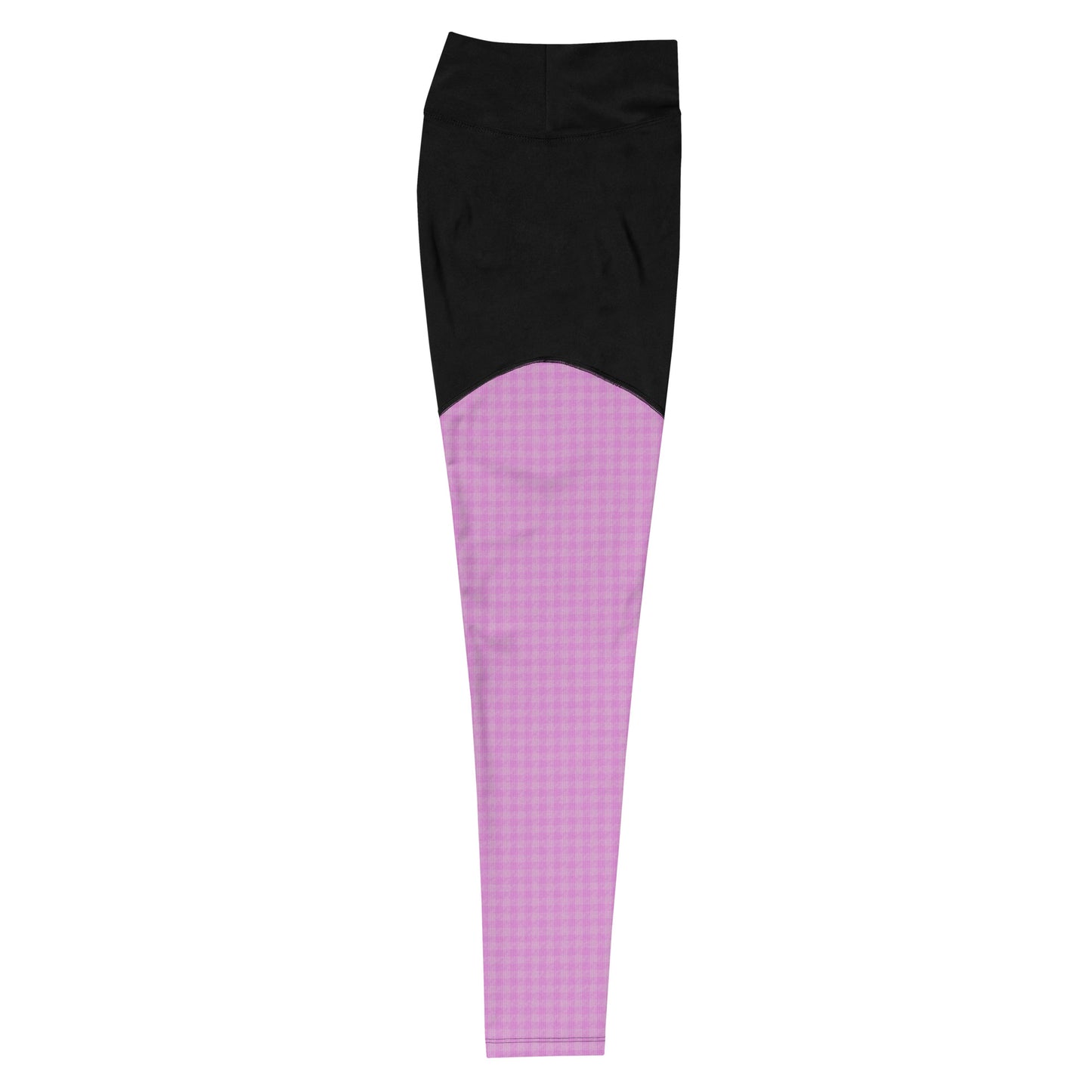 Women's Sports Leggings Pink Houndstooth-Gingham Mix