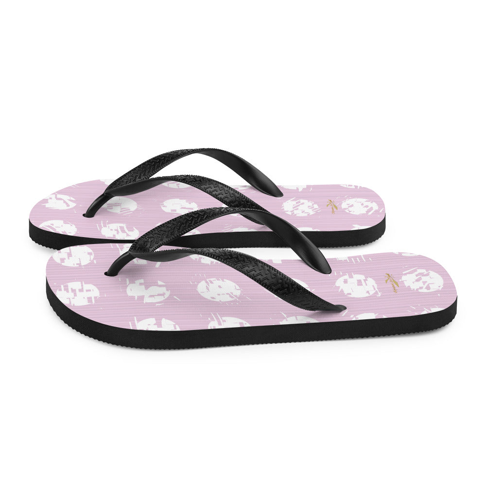 Women's White Polka Dot Pink Flip-Flops