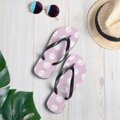 Women's White Polka Dot Pink Flip-Flops