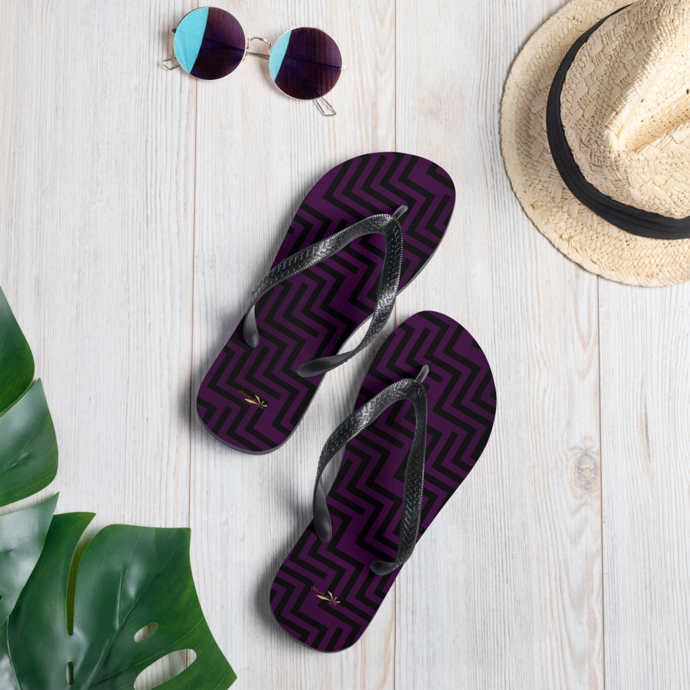 Flip-Flops Purple & Black Zig Zag Print