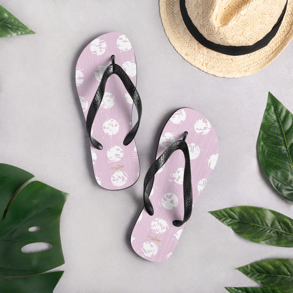 Women's White Polka Dot Pink Flip-Flops