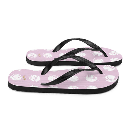 Women's White Polka Dot Pink Flip-Flops