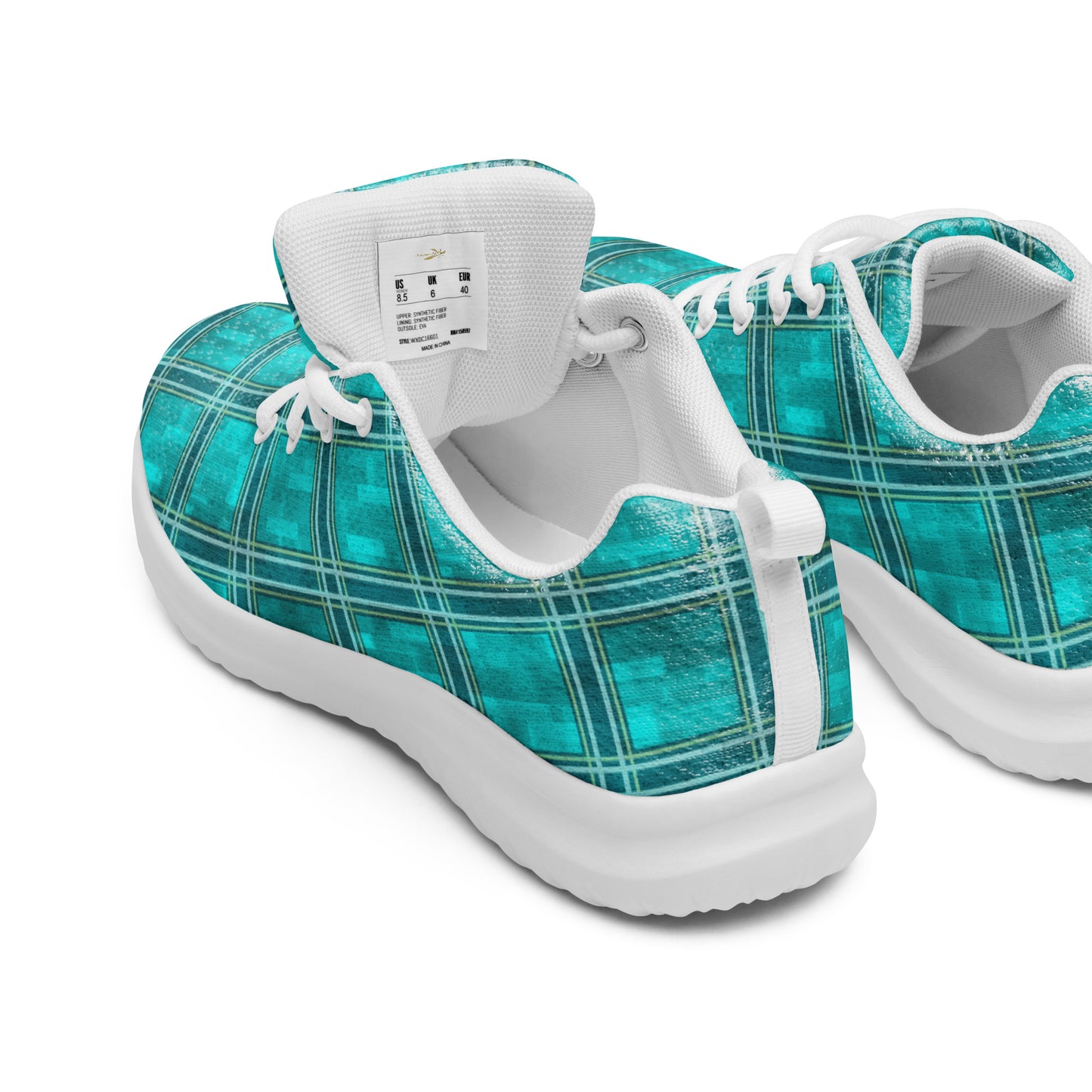 Women’s Athletic Shoes Teal Plaid