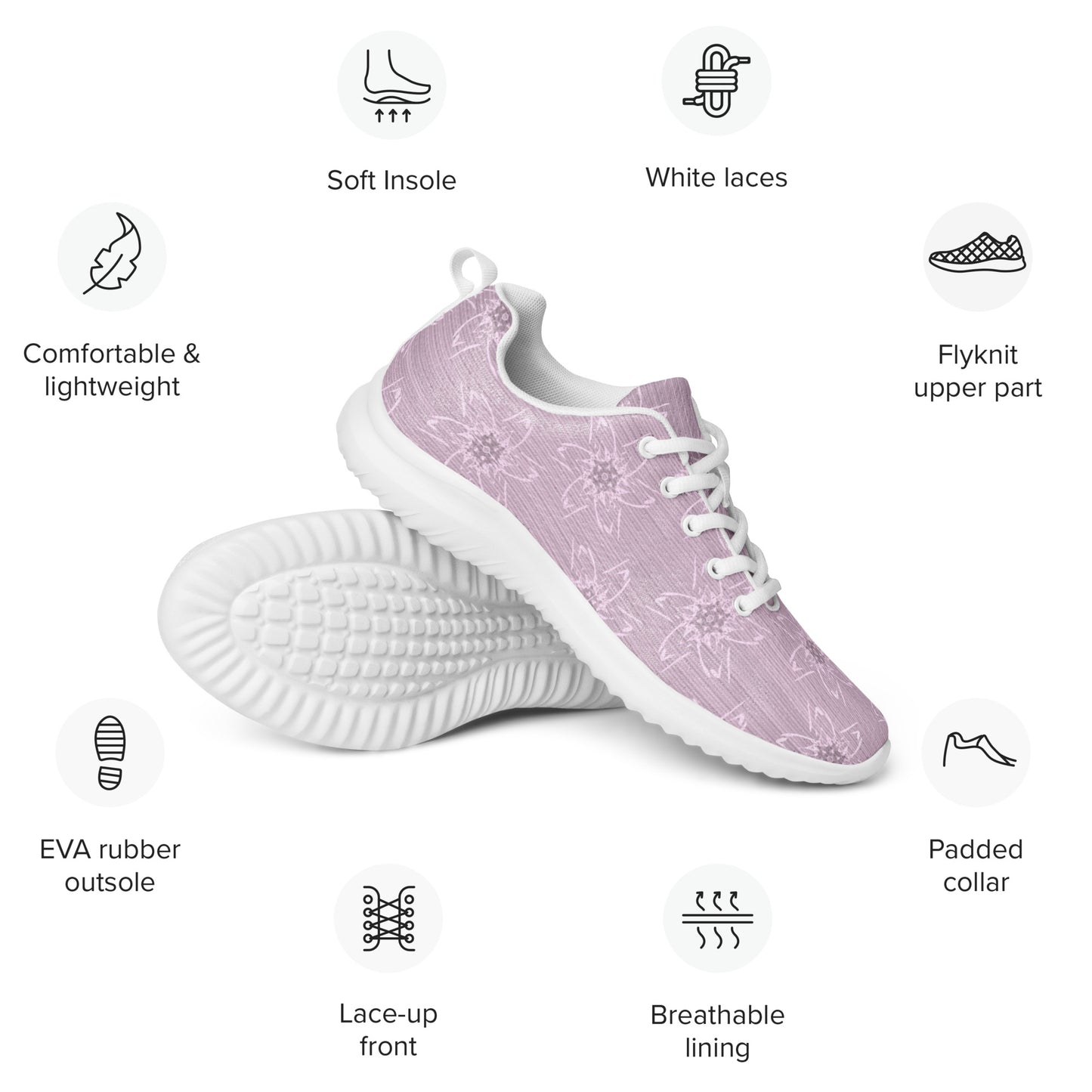 Women’s Light Pink Floral Athletic Shoes