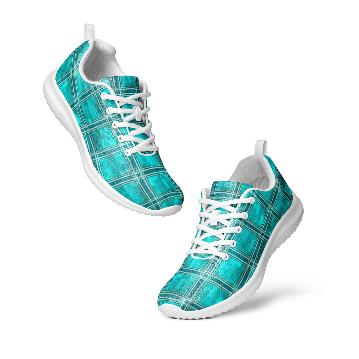 Women’s Athletic Shoes Teal Plaid