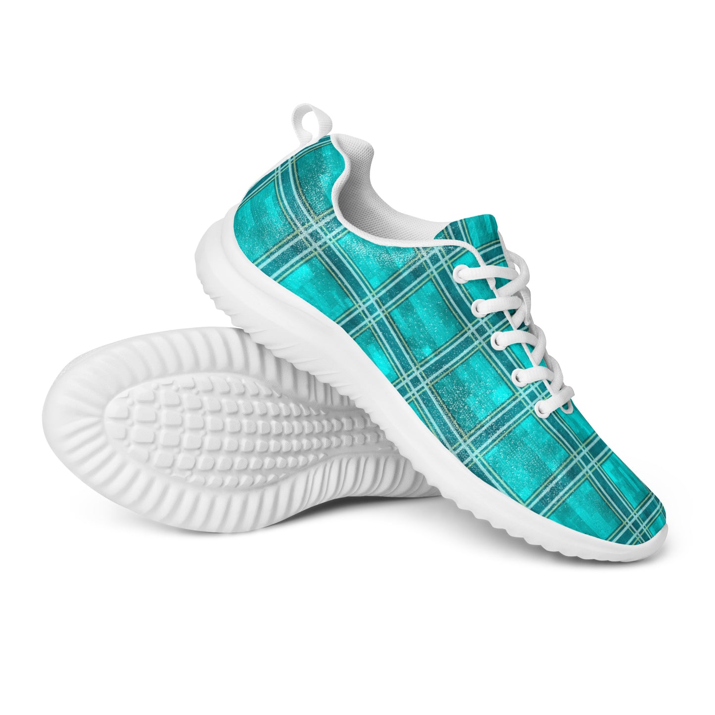 Women’s Athletic Shoes Teal Plaid