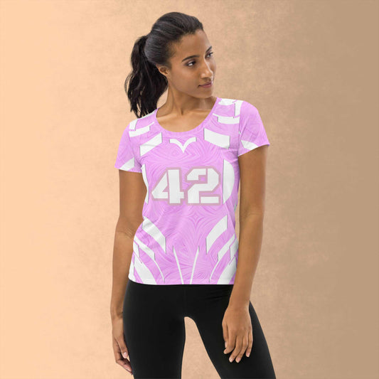 Women's Athletic T-shirt Pink Tie-Dye