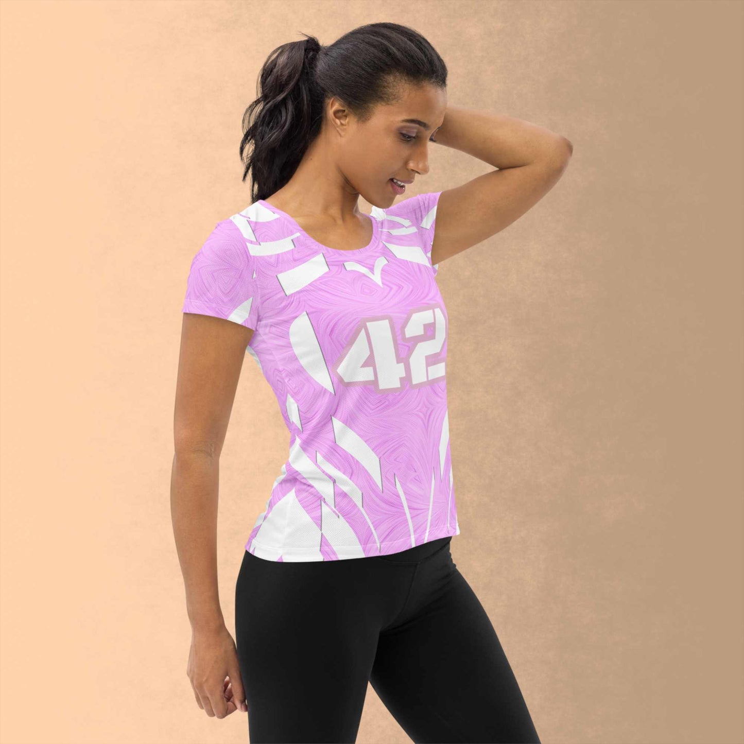 Women's Athletic T-shirt Pink Tie-Dye