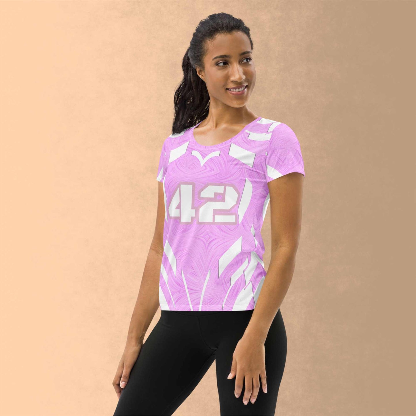 Women's Athletic T-shirt Pink Tie-Dye