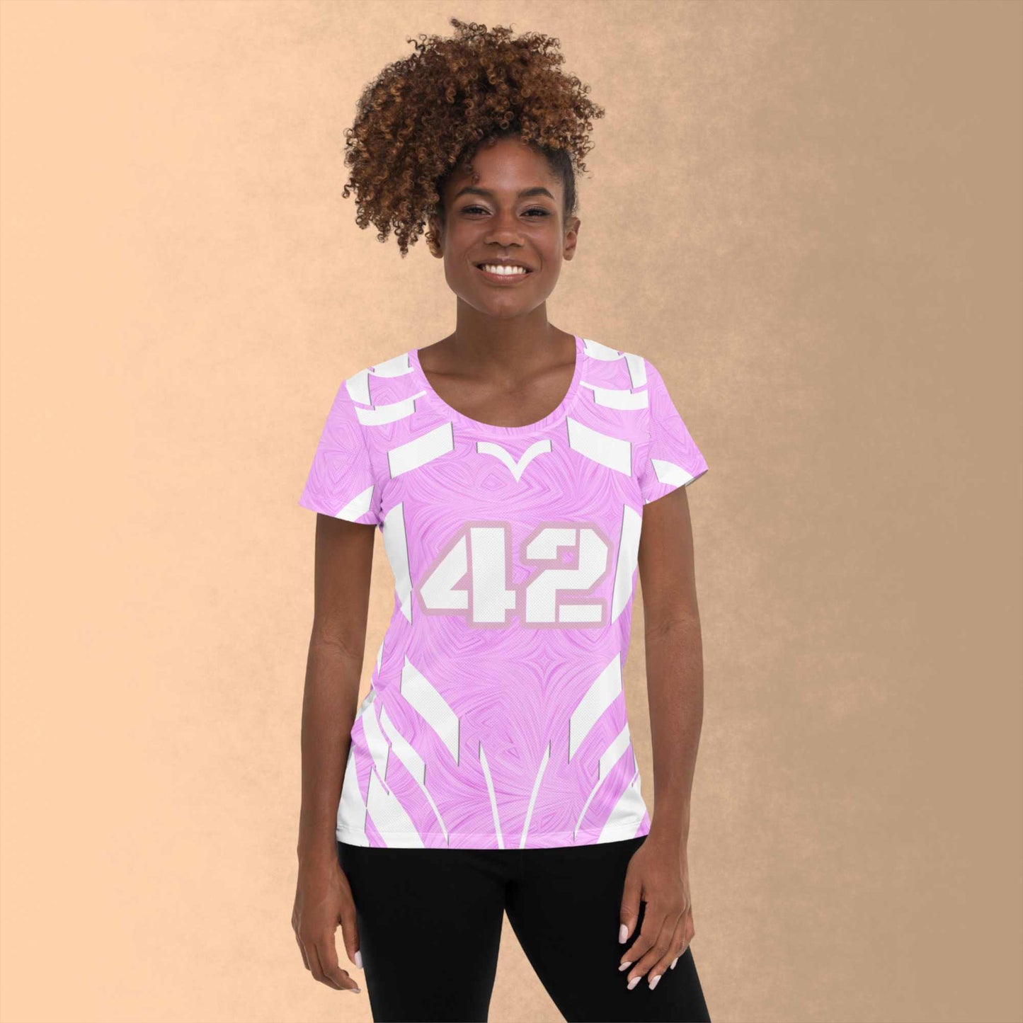 Women's Athletic T-shirt Pink Tie-Dye