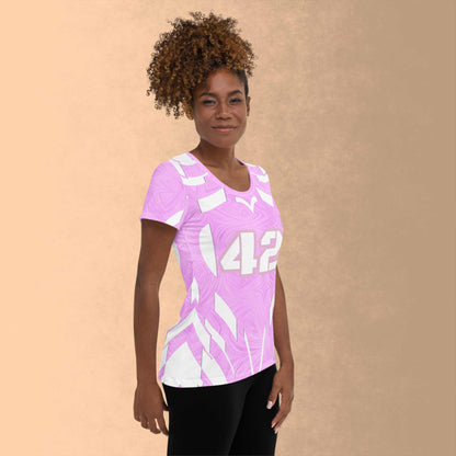 Women's Athletic T-shirt Pink Tie-Dye