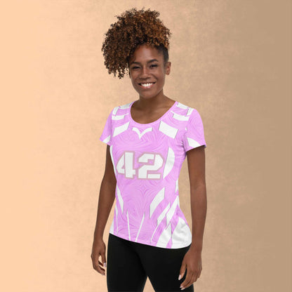 Women's Athletic T-shirt Pink Tie-Dye