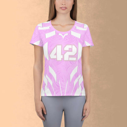 Women's Athletic T-shirt Pink Tie-Dye