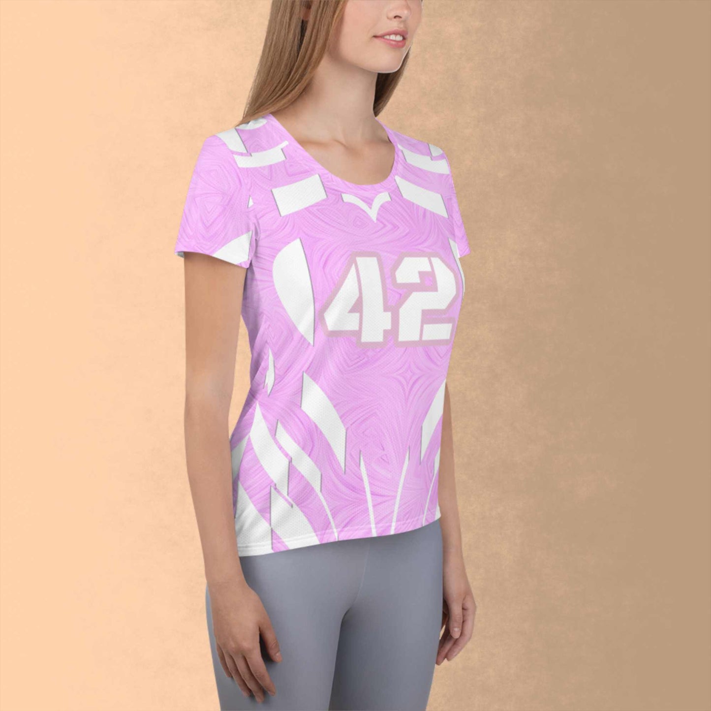 Women's Athletic T-shirt Pink Tie-Dye