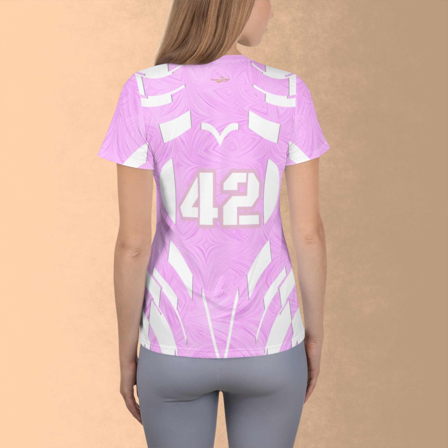 Women's Athletic T-shirt Pink Tie-Dye