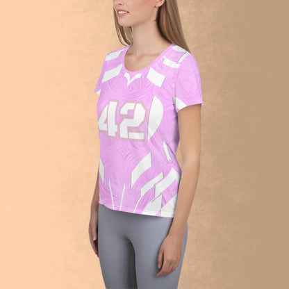 Women's Athletic T-shirt Pink Tie-Dye