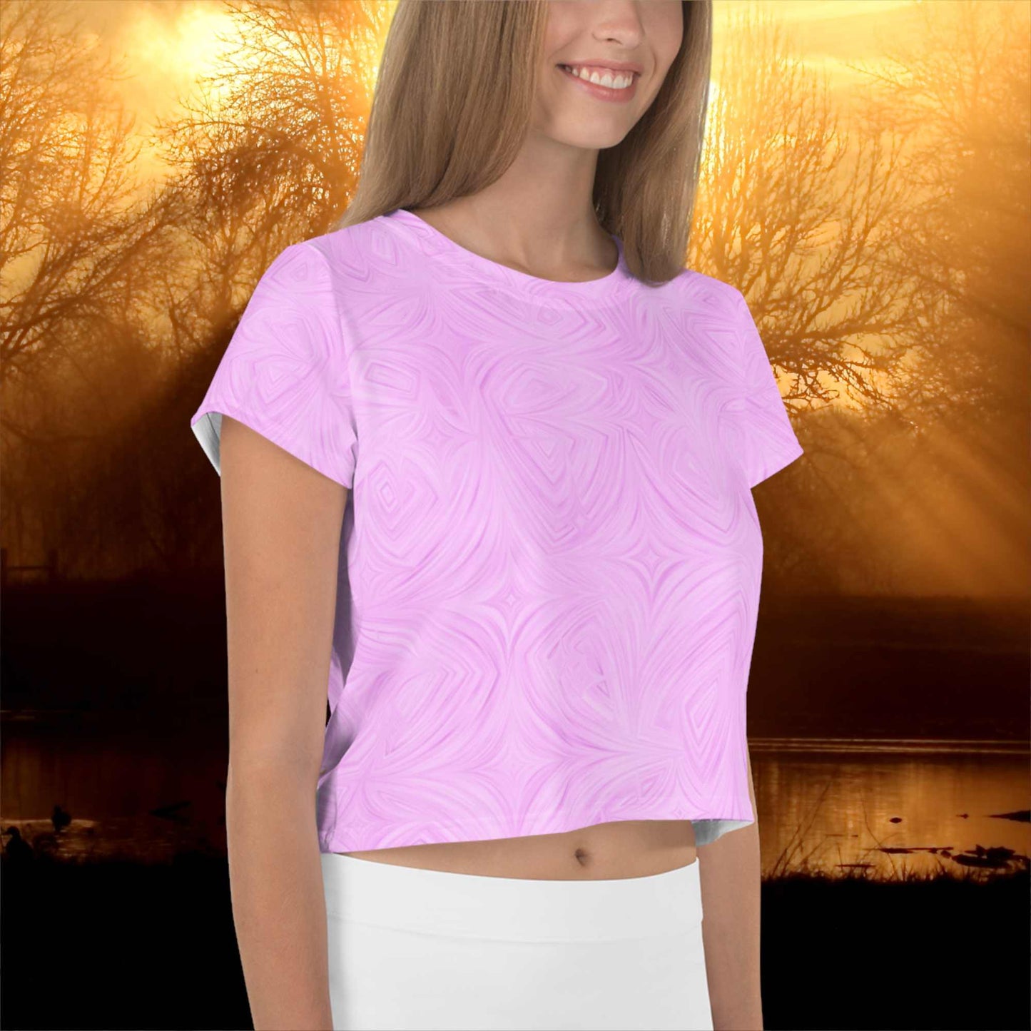 Women's Crop Tee Pink Tie-Dye