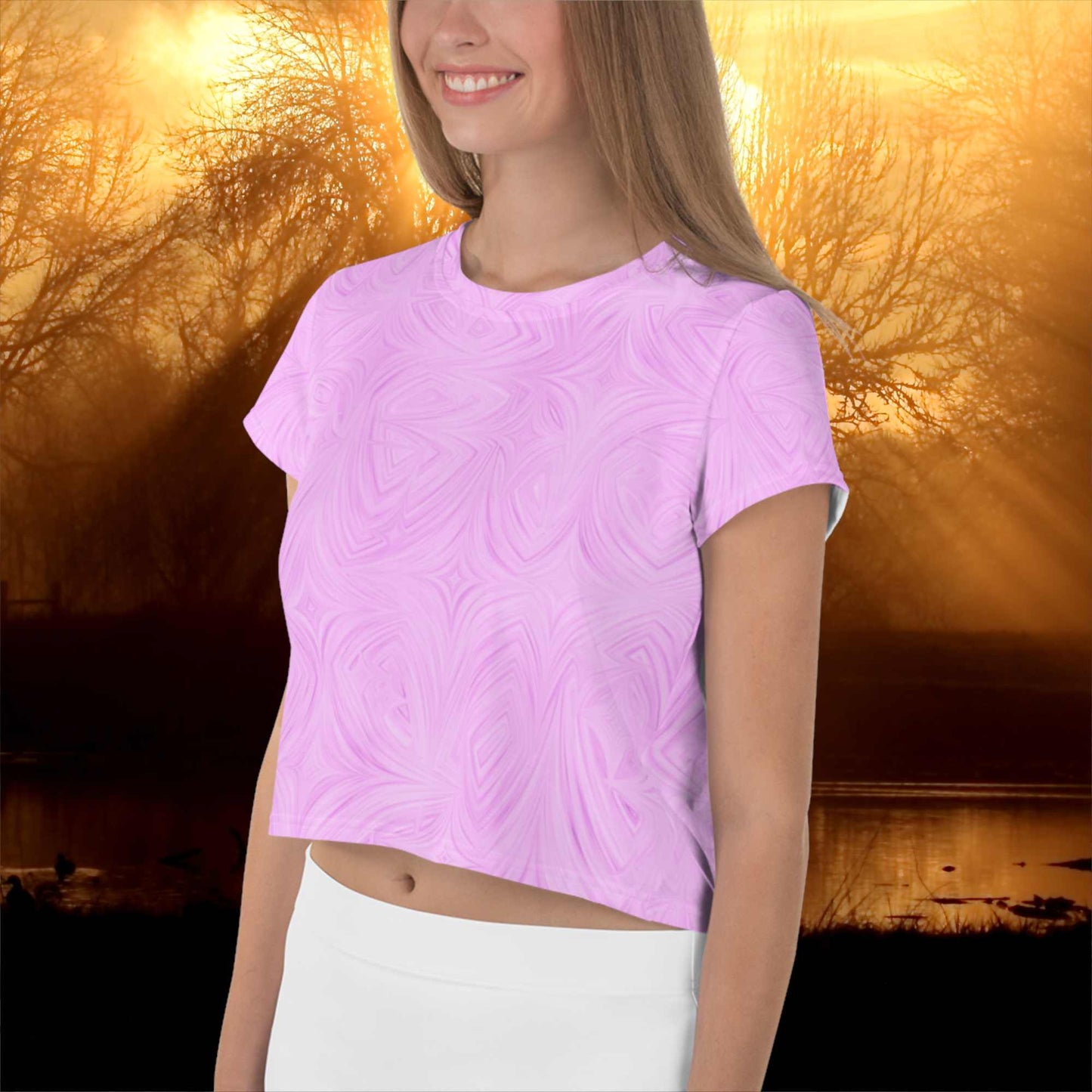 Women's Crop Tee Pink Tie-Dye