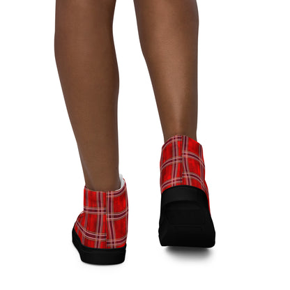 Women’s High Top Canvas Shoes Red Plaid