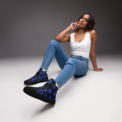 Women’s High Top Canvas Shoes Blue Argyle