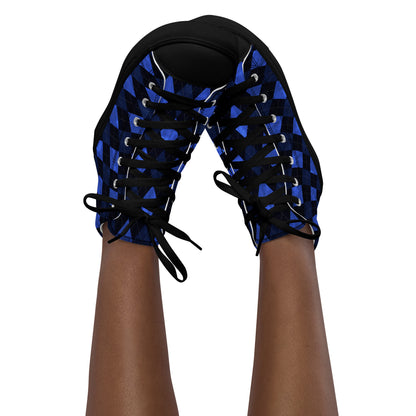 Women’s High Top Canvas Shoes Blue Argyle