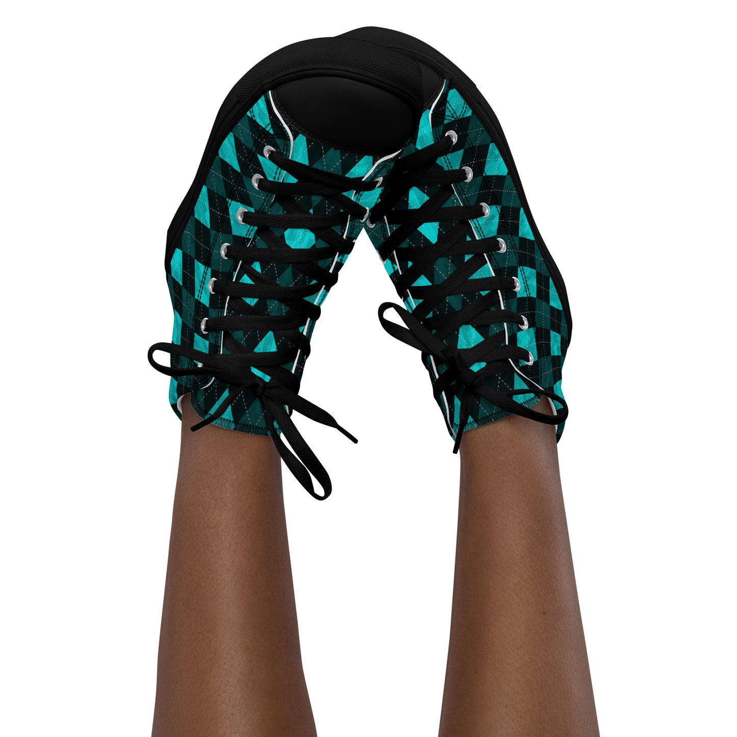 Women’s High Top Canvas Shoes Teal Argyle