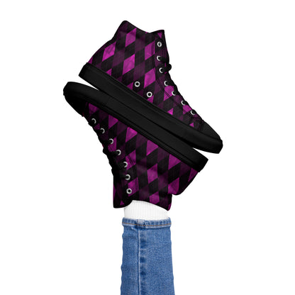 Women’s High Top Canvas Shoes Purple Argyle