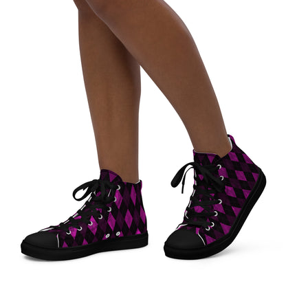 Women’s High Top Canvas Shoes Purple Argyle