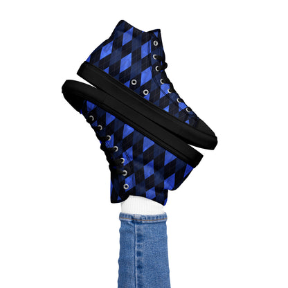 Women’s High Top Canvas Shoes Blue Argyle