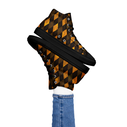 Women’s High Top Canvas Shoes Orange Argyle