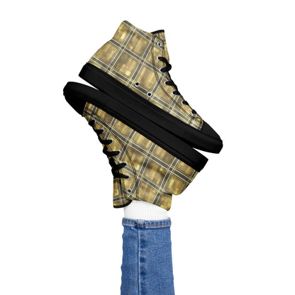 Women’s High Top Canvas Shoes Moonlit Yellow Plaid