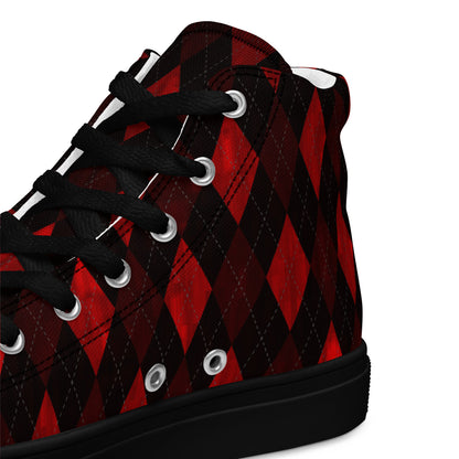 Women’s High Top Canvas Shoes Red Argyle