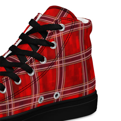 Women’s High Top Canvas Shoes Red Plaid