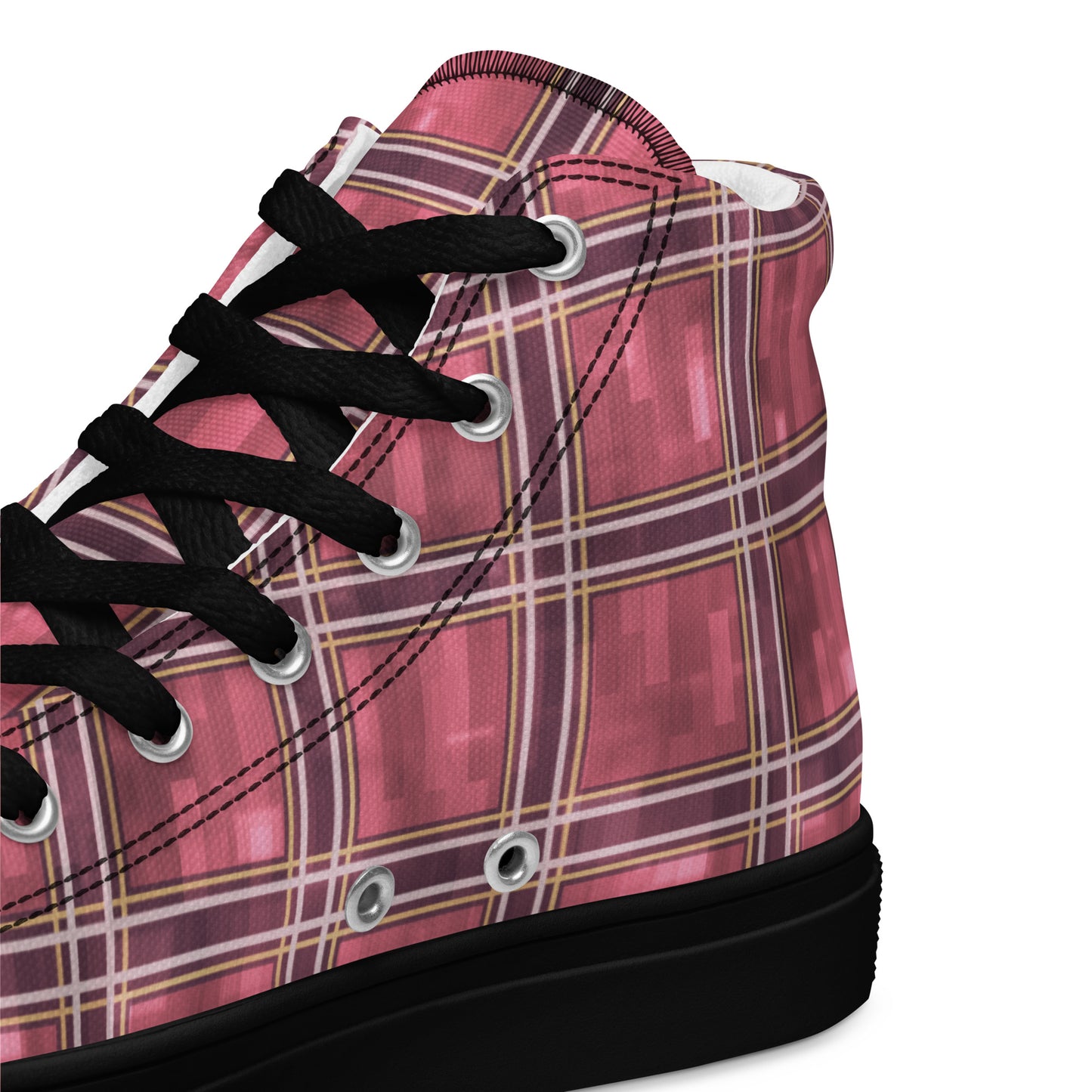 Women’s High Top Canvas Shoes Sakura Pink Plaid