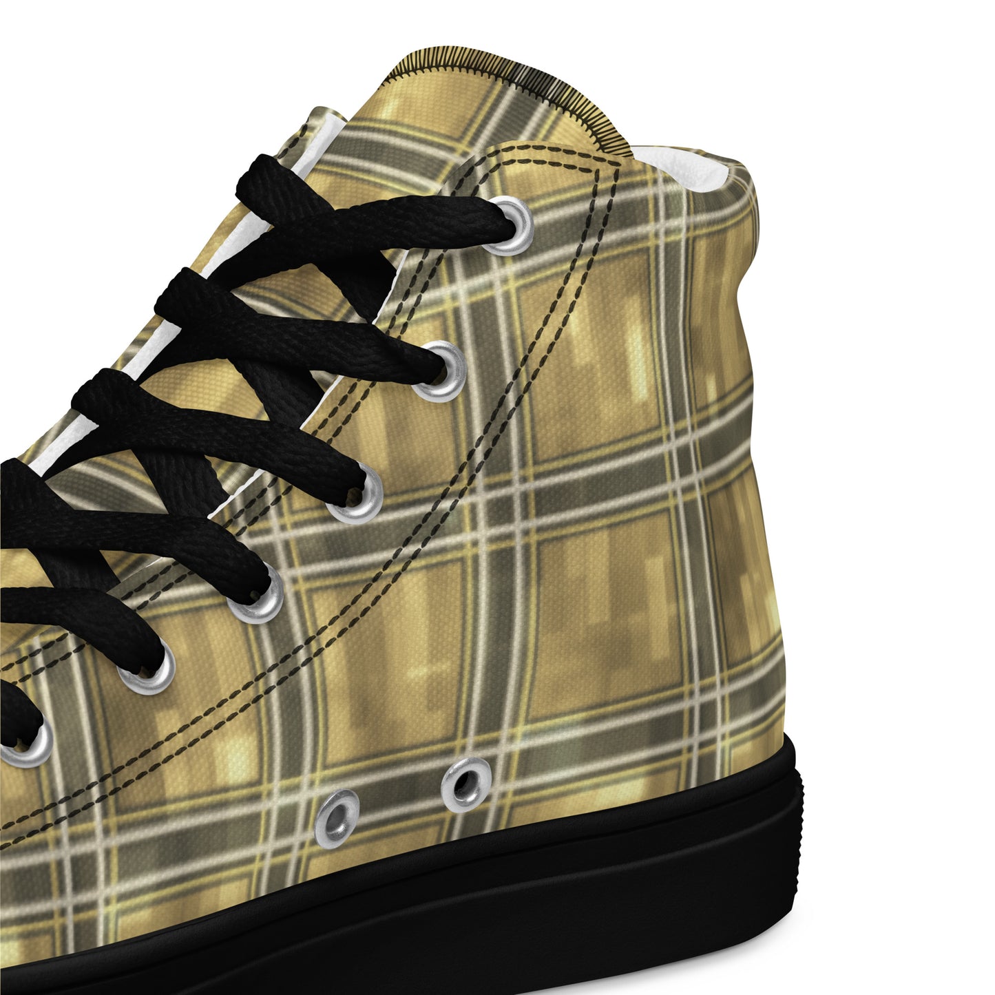 Women’s High Top Canvas Shoes Moonlit Yellow Plaid